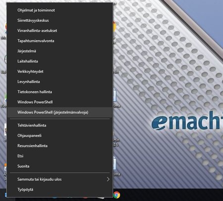 Käynnistä PowerShell Windows 10:ssä järjestelmänvalvojana