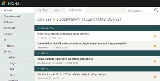 High.fi suosikit