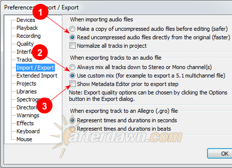 Audacity Import/Export Preferences - AfterDawn.com