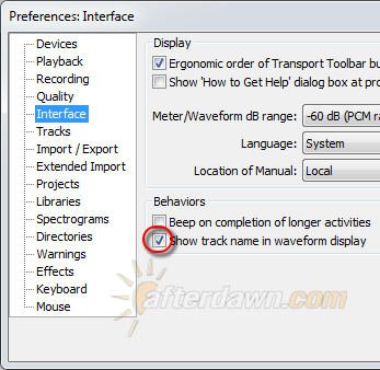 Audacity Interface Preferences - AfterDawn.com