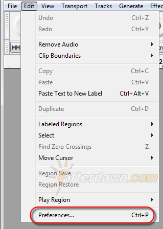 Open Audacity's Preferences - AfterDawn.com