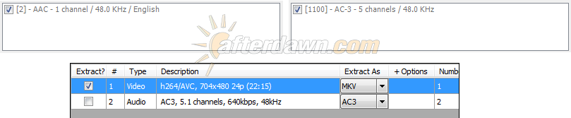 Audio stream details in MeGUI's extraction tools - AfterDawn.com
