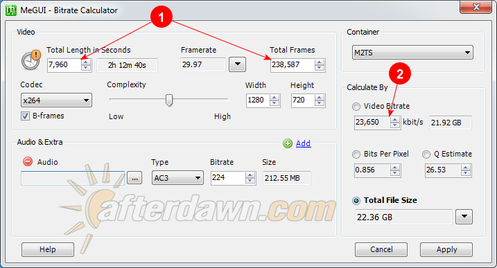 Entering clip length manually in the MeGUI Bitrate Calculator - AfterDawn.com