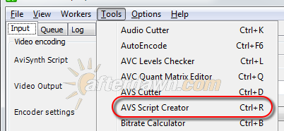 Opening the MeGUI AVS Script Creator - AfterDawn.com
