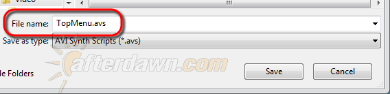 MeGUI AVS Script Creator Save As dialog - AfterDawn.com