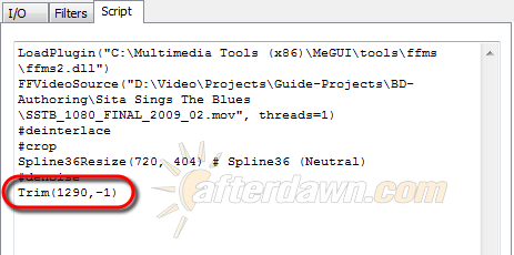 MeGUI AviSynth script with Trim filter added - AfterDawn.com