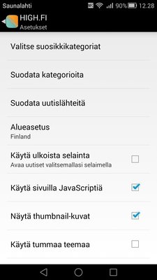 HIGH.FI v1.099 asetukset