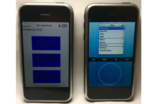 A video reveals two iPhone prototypes with competing operating systems