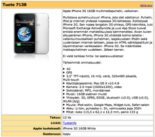 Verkkokauppa.com iPhone 3G -kauppiaaksi?